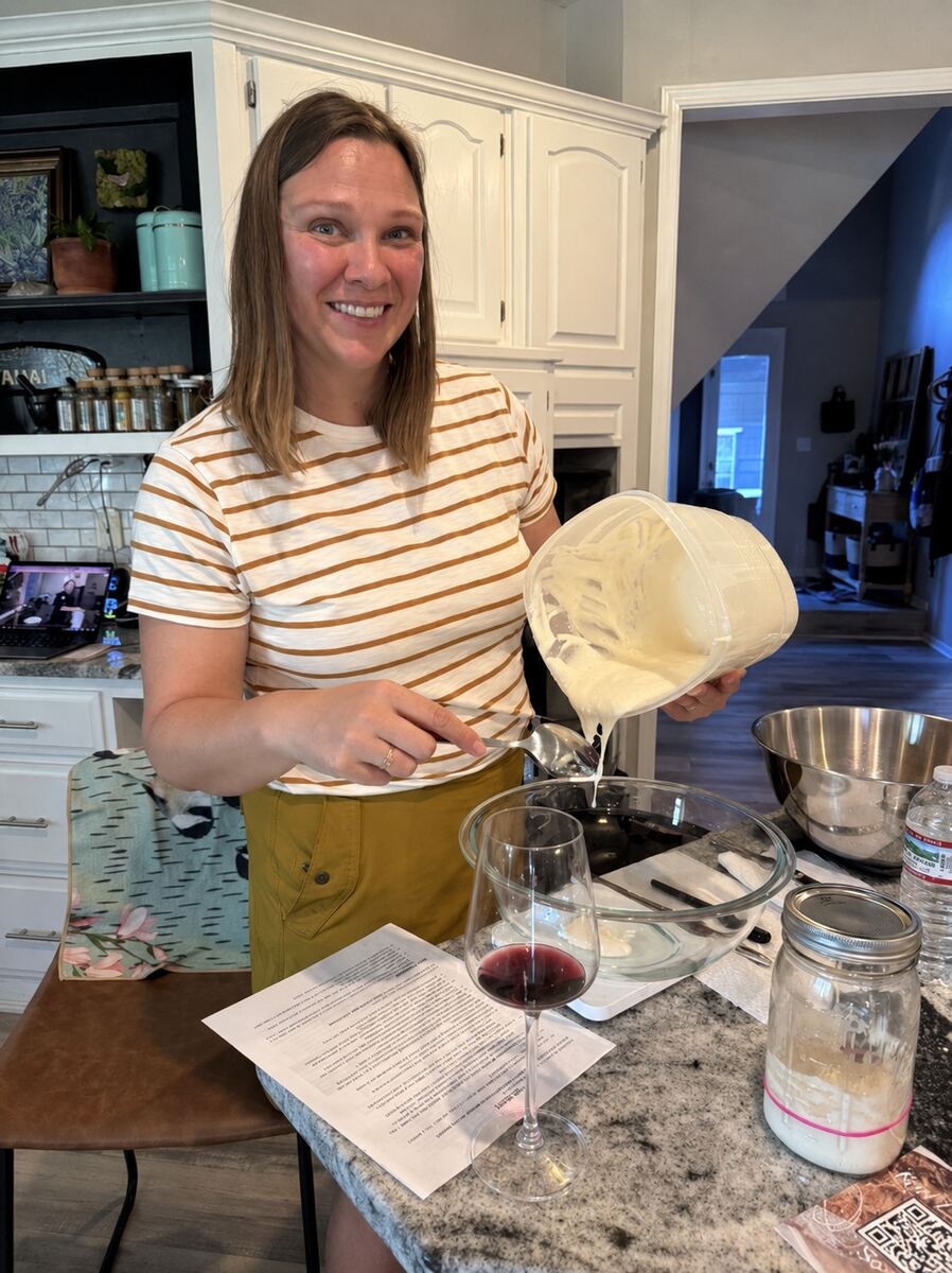 Pouring starter, smile on